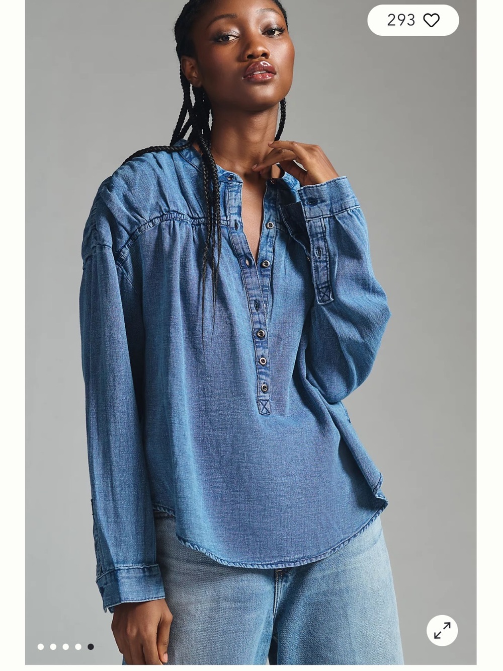 ANTHROPOLOGIE PILCRO Henley Denim Blouse